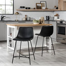 Walker Edison Xuma Modern Faux Leather Armless Low Back Counter Stool, 2, Black - Like New