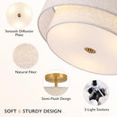 CALOKES 16" Double Drum Gold 3-Light Semi Flush Mount Ceiling Light - Brand New