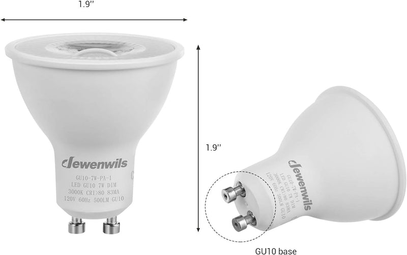 DEWENWILS HDGU10E LED Dimmable Bulb, 3000K, 7W Two Prong 500LM, 6PK - Warm White Like New