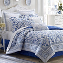 LAURA ASHLEY CHARLOTTE BLUE COTTON DUVET FULL QUEEN - 3 PIECE - WHITE/BLUE - Brand New
