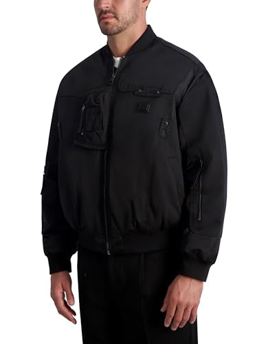 KARL LAGERFELD Men BOMBER LONG SLEEVE JACKET KALA-LSSBJACKET BLACK L - Brand New