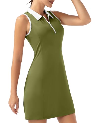 FKEEP WOMEN'S GOLF TENNIS DRESS SPORT ACTIVEWEAR V-NECK WITH SHORTS - L - YELLOW - Brand New