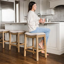 Maven Lane Adrien Backless Counter Stool, Natural Solid Wood Frame & Fabric - Like New