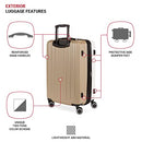 SwissGear Duet Expandable Luggage, Medium Luggage Spinner Wheels - IVORY/TAUPE - Brand New