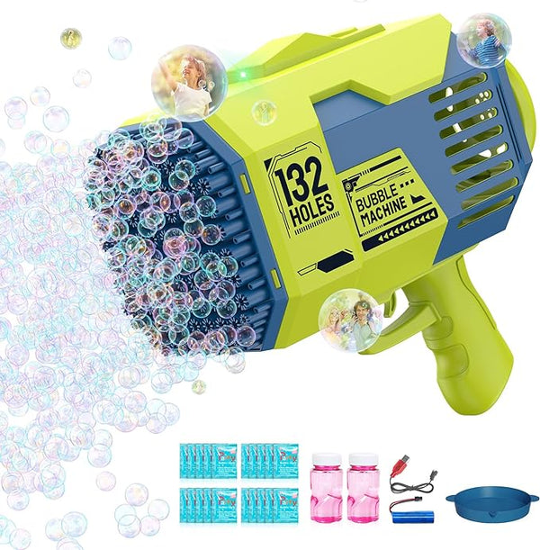 Bubble Machine Gun 132 Holes Bubble Gun Bubbles Kids Toys for Boys Girls - GREEN Like New