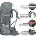MOUNTAINTOP 70L/75L Internal Frame Hiking Backpack B01DIRRDXI - Gray - Brand New