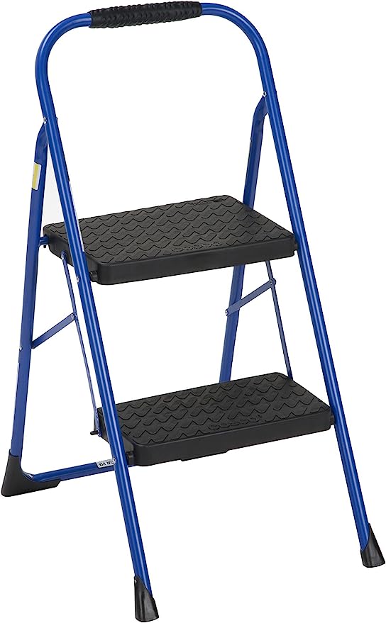 Cosco 11308SWB1E Two Blue Three Big Folding Step Stool Rubber Hand Grip - BLUE - Like New