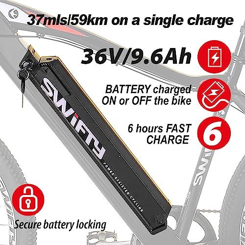 SWIFTY AT656 ELECTRIC BIKE FROM 36 VOLT 250W ELECTRIC BIKE FOR ADULTS – BLACK - Like New