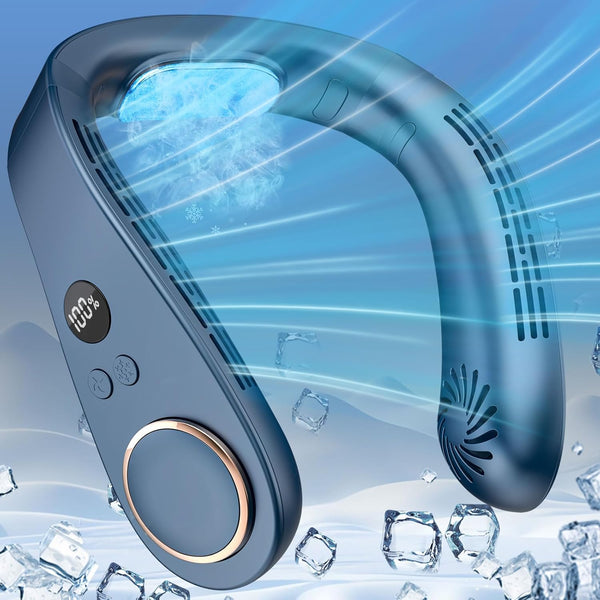 GENERIC NECK FAN WITH COOLING PLATE,5500MAH NECK FANS - AZURE BLUE - Like New