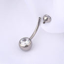 OUFER TITANIUM BELLY BUTTON RINGS, BELLY RING, ROUND CZ NAVEL - SILVER - Brand New
