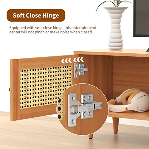 EASYCOM RATTAN TV STAND FOR 65 INCH TV FARMHOUSE RATTAN 151-TVST - NATURE - Like New