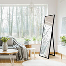 GALLERY SOLUTIONS EVERLY HART FRAMED BLACK FLOOR FREE STANDING MIRROR - BLACK - Like New