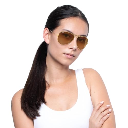 RAY BAN RAY-BAN RB3025 CLASSIC AVIATOR SUNGLASSES - GOLD/CLEAR GRADIENT BROWN - Like New