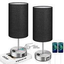 BRIGHTEVER TOUCH CONTROL TABLE LAMP SET OF 2, 2 USB CHARGING PORTS, 3WAY, BLACK - Like New