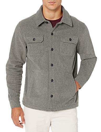 AMAZON ESSENTIALS MEN'S LONG-SLEEVE POLAR FLEECE SHIRT JACKET, SIZE M - CHARCOAL - Brand New