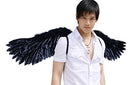 FashionWings (TM Adults Black Wide Spread Costume Feather Angel Wings Halo Mask - Brand New