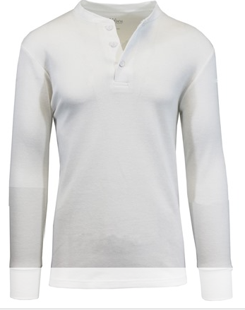 BLUE ICE GBH MEN'S WAFFLE-KNIT HENLEY THERMAL SHIRT - SIZE: MEN L - WHITE - Brand New