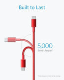 ANKER USB C TO USB C CABLE TYPE C 60W FAST CHARGING (6FT, 2PACK) B8753 - RED - Like New