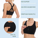 CHOOLLEY ZIP FRONT SPORTS BRA FOR WOMEN HIGH WORKOUT CROP TOP - 3X-LARGE - BLACK - Like New