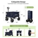 LUXCOL Collapsible Folding Wagon Heavy Duty Utility Beach Wagon Cart - Dark Blue - Brand New