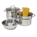 Goodful Stainless Steel Multi-Pot Serves Stock Pot Steamer Strainer Glass Lid 8Q - Brand New