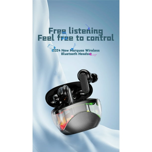 TIKVLA YW11 TRANSPARENT SHELL WIRELESS HEADPHONES STEREO IN-EAR - BLACK - Like New