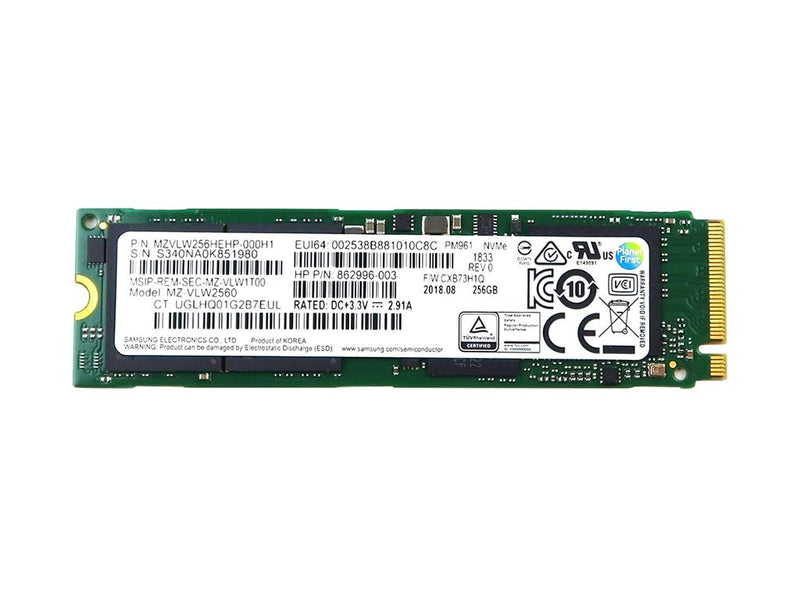 SAMSUNG PM961 256GB M.2 2280 PCI-EXPRESS 3.0 X4 NVME SSD  MZ-VLW2560 - GREEN - Like New