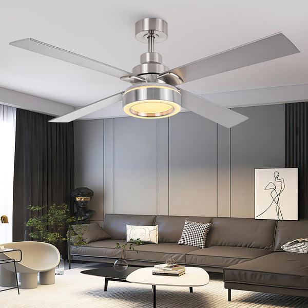 VACZON 52 INCH CEILING FAN WITH LIGHT AND REMOTE FAN-4N - NICKEL - Like New