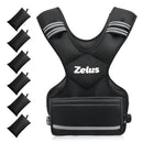 ZELUS WEIGHTED VEST, 20-32LB VEST WITH 6 IRONSAND WEIGHTS FOR WORKOUTS - BLACK - Like New