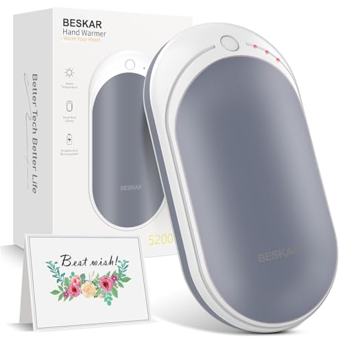 BESKAR RECHARGEABLE HAND WARMER, 5200MAH ELECTRIC HAND HEATER - GRAY - Like New