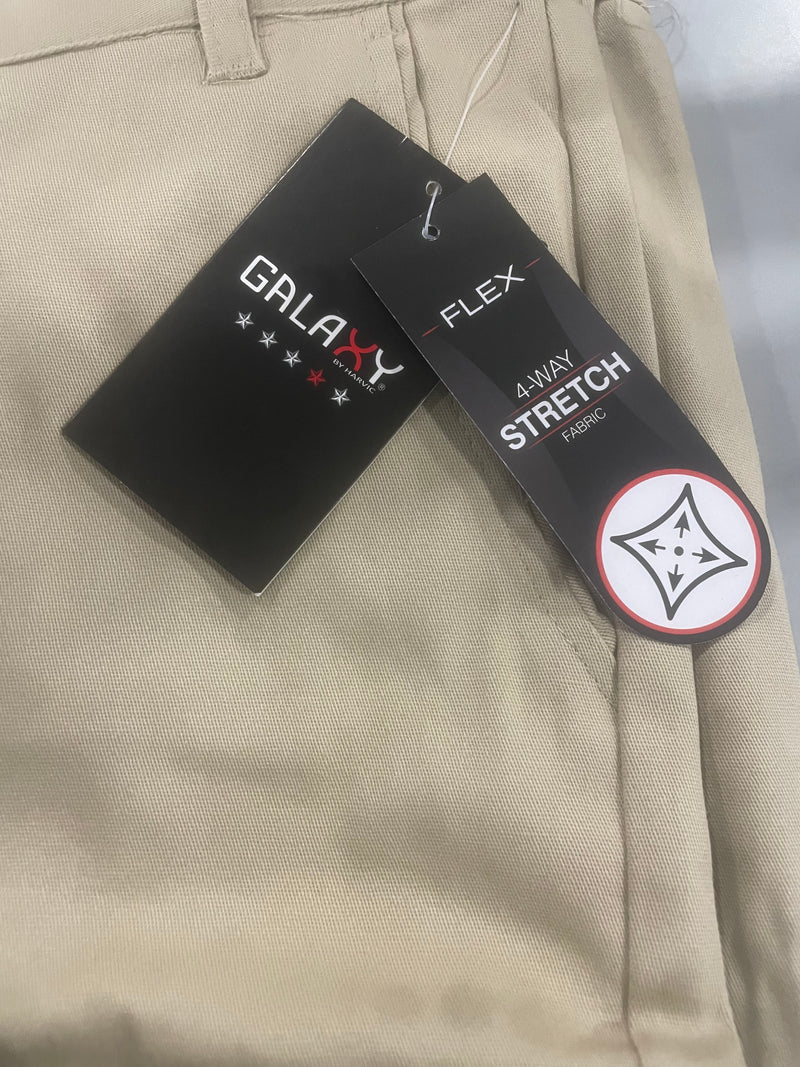 GALAXY BY HARVIC PANTS MEN'S 4 WAY STRETCH CASUAL - SIZE: MEN 30X31 - KHAKI - Brand New