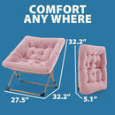 OAKHAM Comfy Chair for Adults, Soft Faux Fur Folding Lounge (Faux Fur-Pink) - Like New