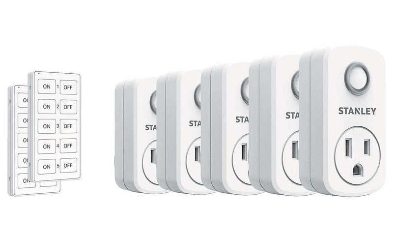 STANLEY SK506 37206 5-PACK WIRELESS LIGHT SWITCH REMOTE SYSTEM 2 TRANSMITTERS - Like New