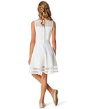 CDFDH02S Calvin Klein Girls' Fit and Flare Silhouette Dress Whipped Cream 8 - Brand New