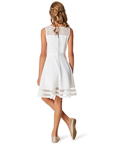 CDFDH02S Calvin Klein Girls' Fit and Flare Silhouette Dress Whipped Cream 8 - Brand New