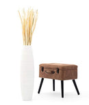 LEEWADLEE LARGE FLOOR VASE 26 INCHES MANGO WOOD FOR PAMPAS GRASS WHITE - Brand New