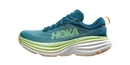 HOKA BONDI 8 MEN'S SHOES - DEEP LAGOON/OCEAN MIST OCEAN BLUE/LIME GREEN - 9 - Like New