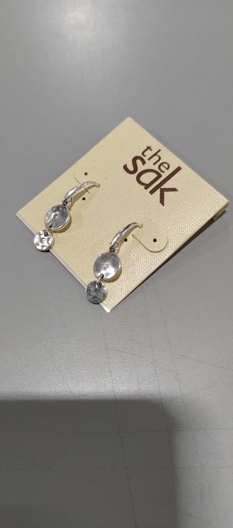 THE SAK DANGLE, HAMMERED, CIRCLE EARRINGS - SILVER - Brand New
