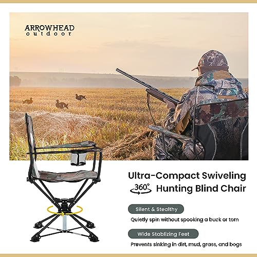 ARROWHEAD OUTDOOR 360 DEGREES SWIVEL HUNTING CHAIR W/ ARMRESTS CAMO - Camo Like New