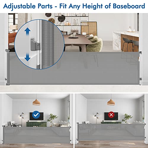 GRENFU 95" Retractable Baby Gates Extra Wide Mess Gate for Doors 34612, Black Like New