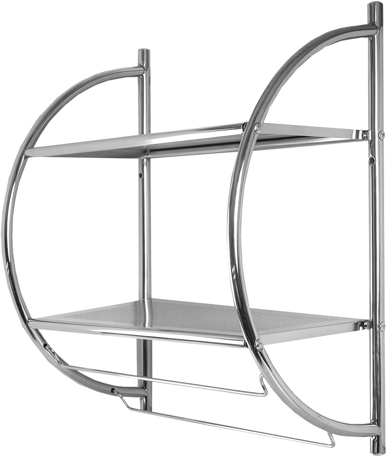 Home Basics BS10105 2-Tier Bath Shelf With Towel Bars - Chrome Like New