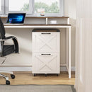 HALITAA FARMHOUSE 2 DRAWER SMALL FILE CABINET WITH WHEELS - RUSTIC WHITE - Like New