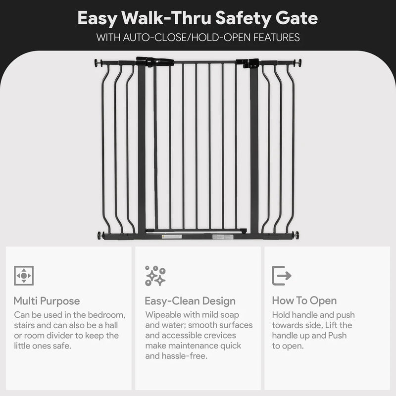 BALANCEFROM WALK THRU SAFETY GATE FOR BABY PETS DOORWAYS, STAIRWAY - GRAPHITE - Brand New