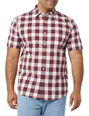 AMAZON ESSENTIALS MEN'S SLIM-FIT POPLIN SHIRT - SIZE: MEN M - RED CHECKED - Brand New
