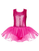 Arshiner Girls Dance Tutu Dress Sparkly Sequin Ballet Leotards Cross Hot Pink - Brand New