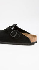 0660471 BIRKENSTOCK WOMEN BOSTON SUEDE CLOGS SIZE 6 BLACK SUEDE - Like New