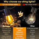 ROVNOES OUTDOOR STRING LIGHTS WITH REMOTE DIMMABLE 100FT PATIO LIGHTS BLACK - Like New