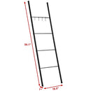 PARANTA Metal 4-Layer Towel Ladder with Hooks B092J234D6 - Black - Like New