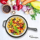CHEFVENTIONS 10" ROUND CAST IRON SKILLET HEAVY DUTY ENAMELED - GRAY - Like New