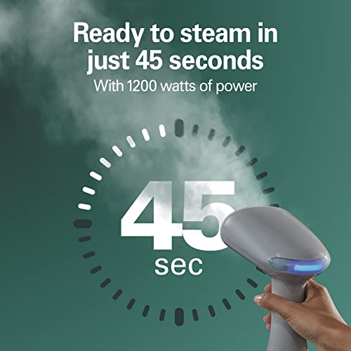 HAMILTON BEACH HANDHELD GARMENT STEAMER FOR CLOTHES, 11557 - GRAY/BLUE - Like New